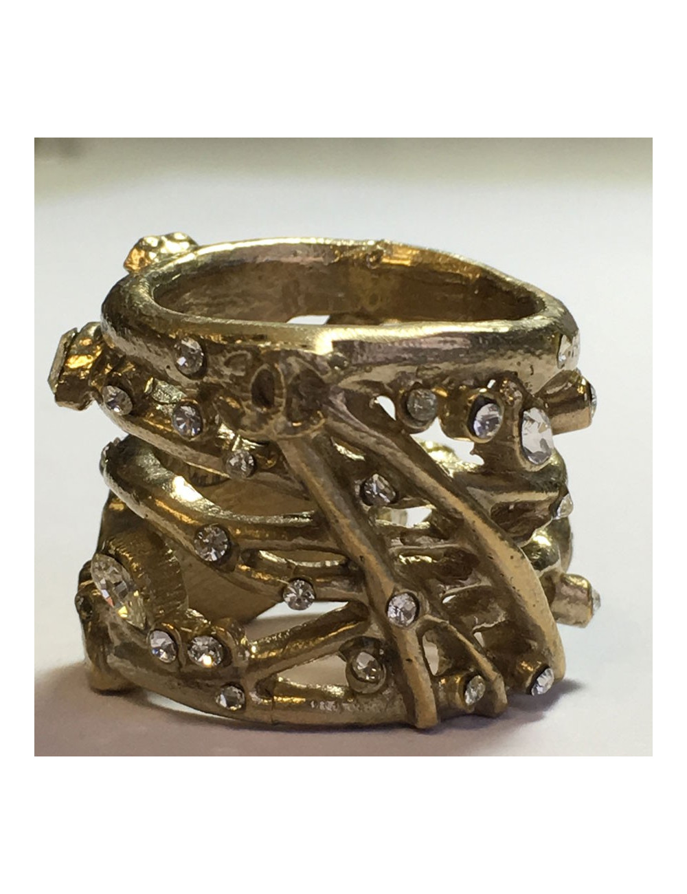 Ring CHANEL gold and rhinestone size 52