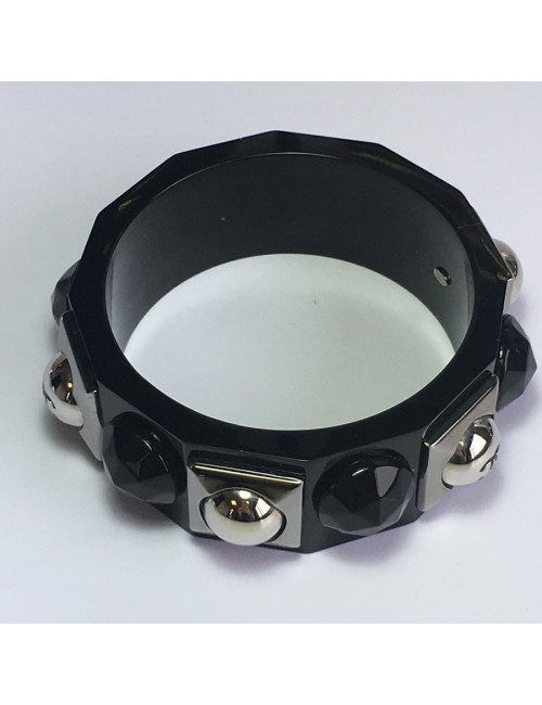 xxx Bracelet CHANEL noir et métal argent