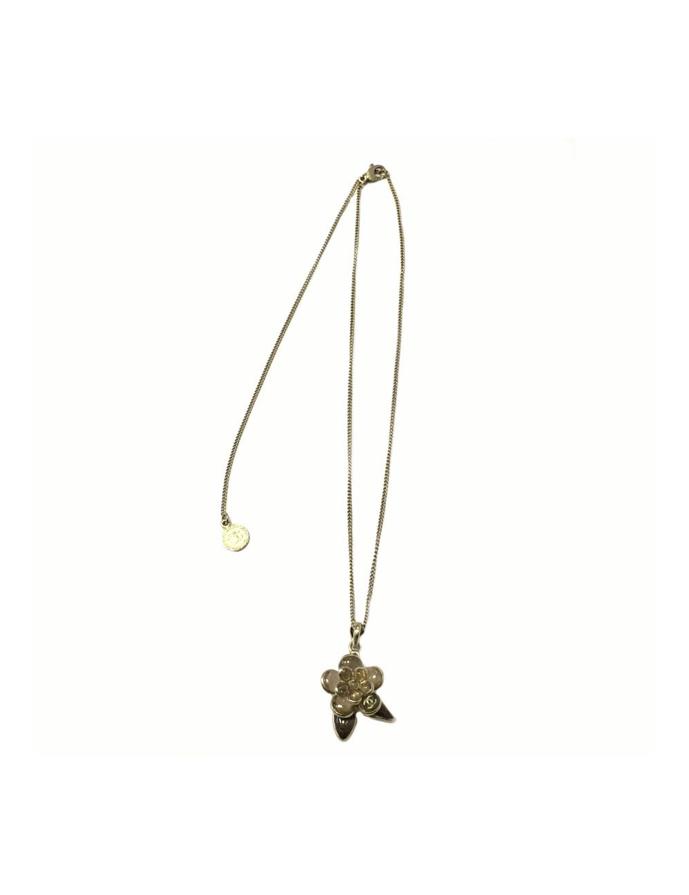 xxx Collier CHANEL camélia en pâte de verre pailleté