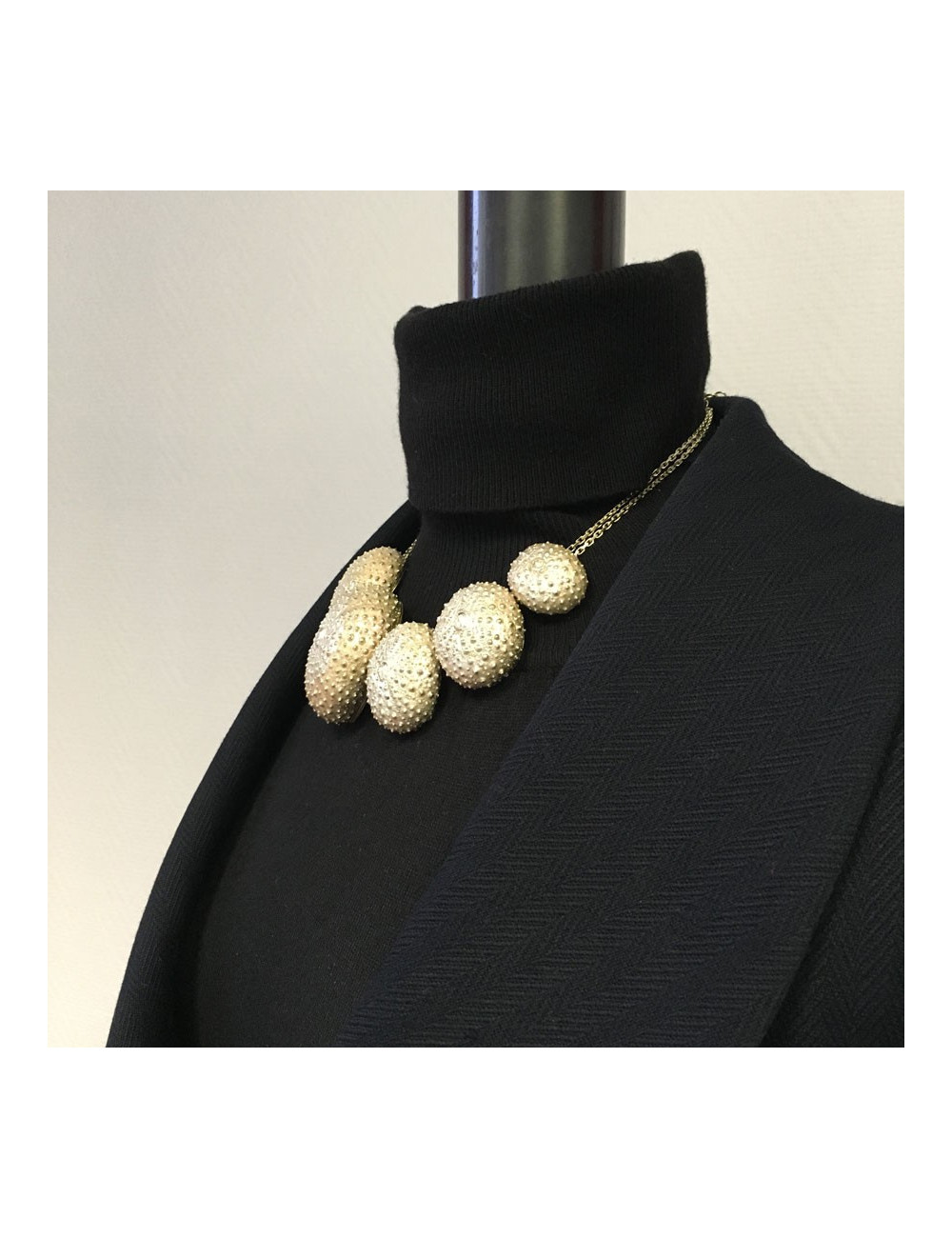 CHANEL necklace "Sea Urchin" in gilded metal