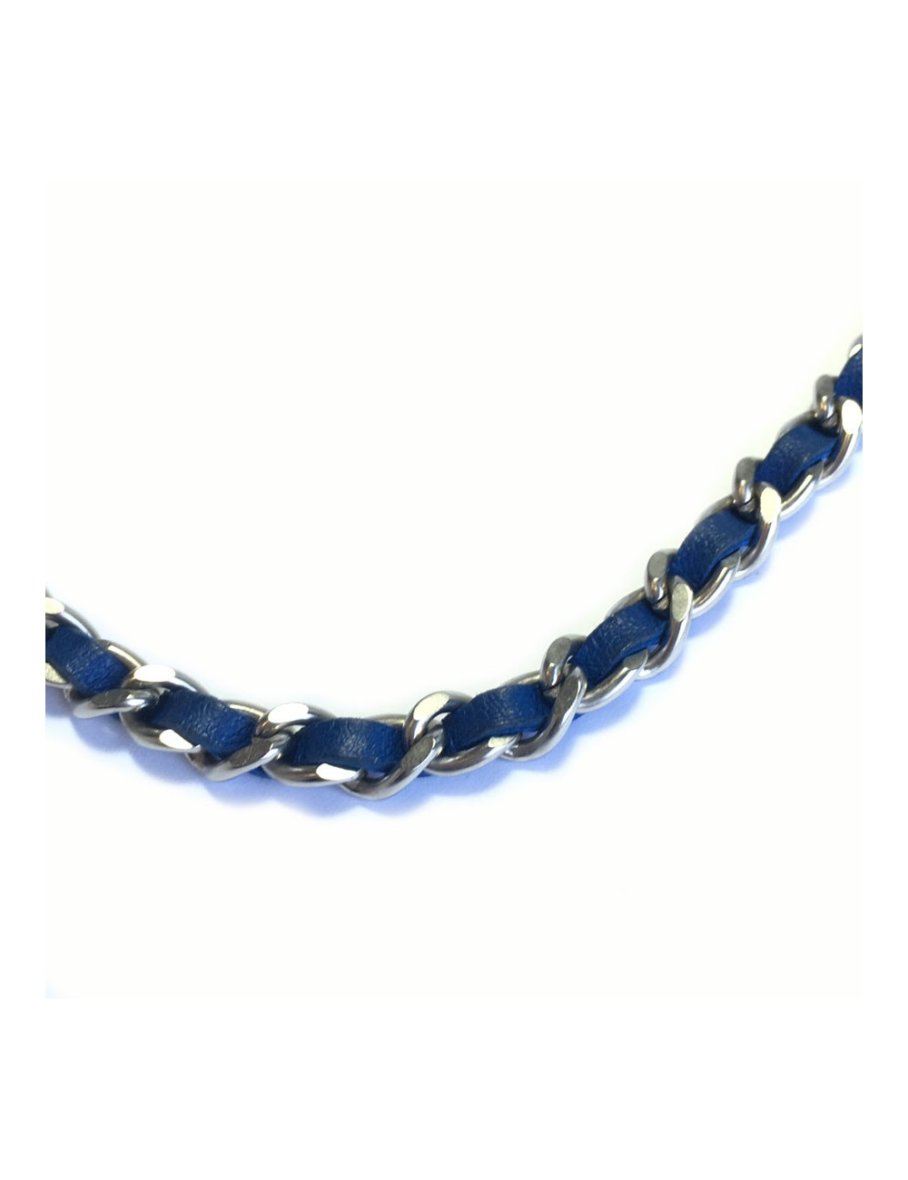 xxx bijou de tête CHANEL en chaîne argentée et cuir bleu