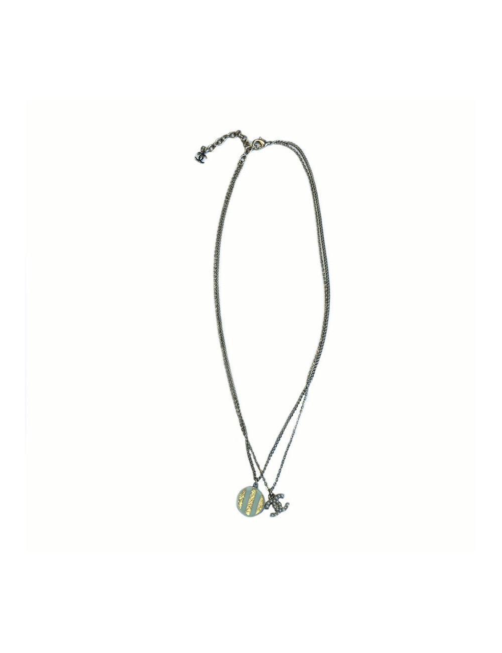 xxx Collier CHANEL double chaine dorée