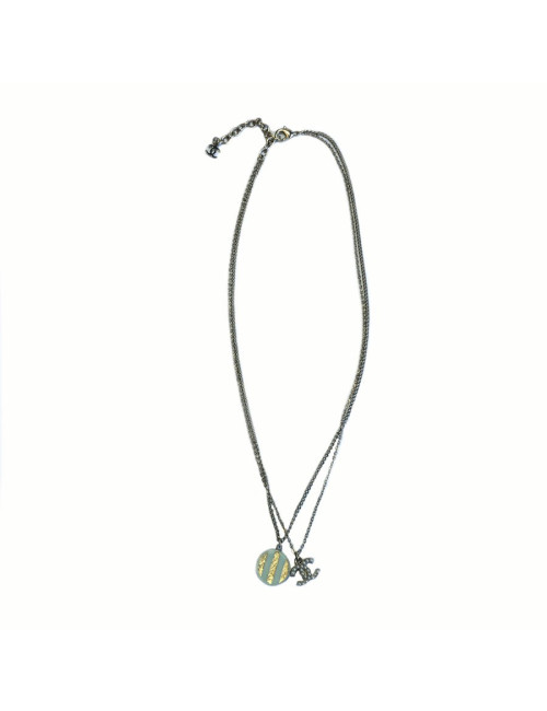 xxx Collier CHANEL double chaine dorée