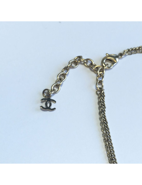 xxx Collier CHANEL double chaine dorée