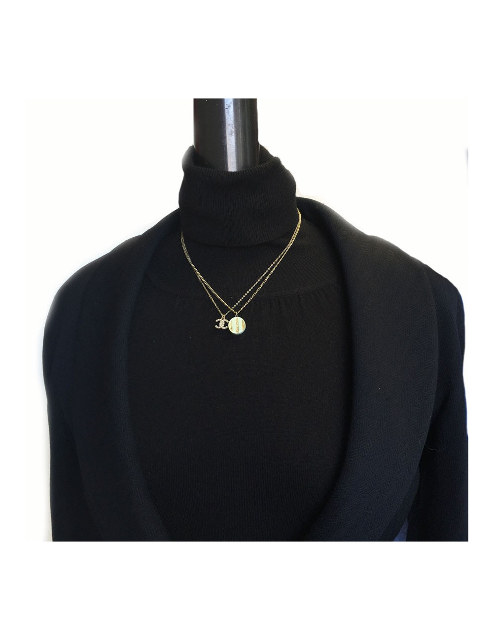 CHANEL necklace double gold chain