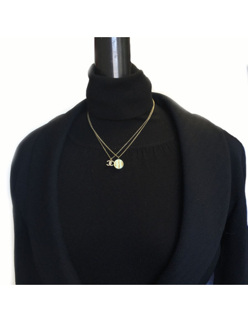 CHANEL necklace double gold chain