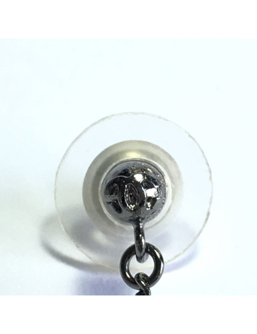 Dangling silver metal nails CHANEL earrings