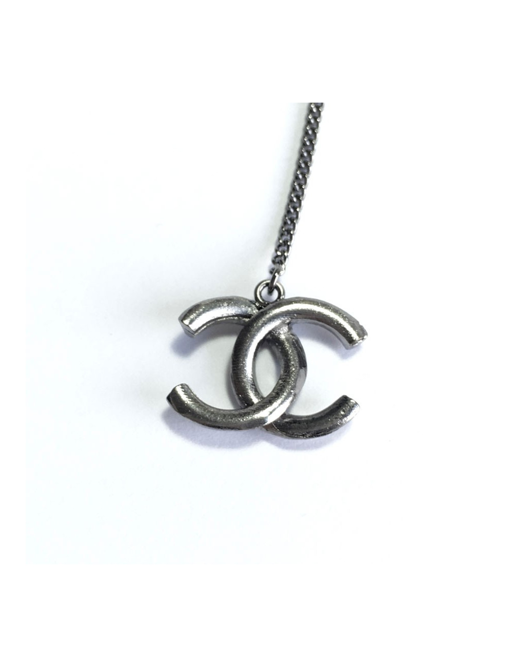 Dangling silver metal nails CHANEL earrings