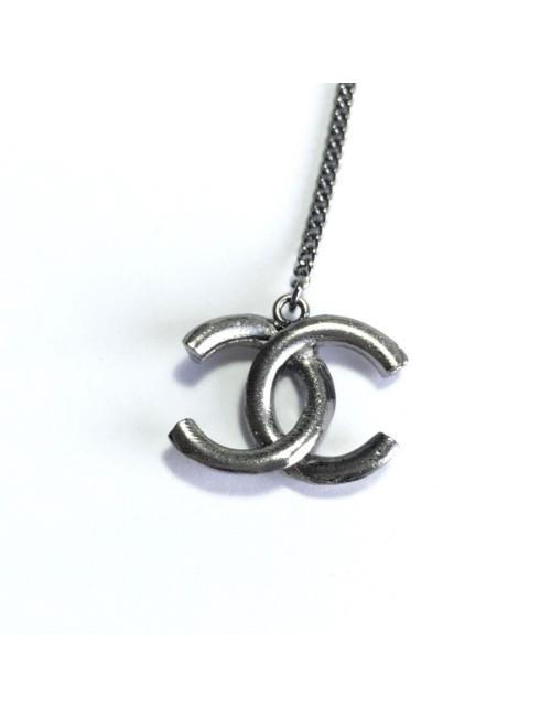 Dangling silver metal nails CHANEL earrings