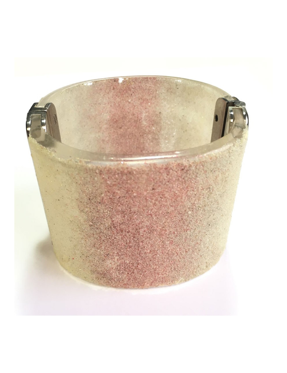 Transparent plexi glittery white and pink CHANEL cuff