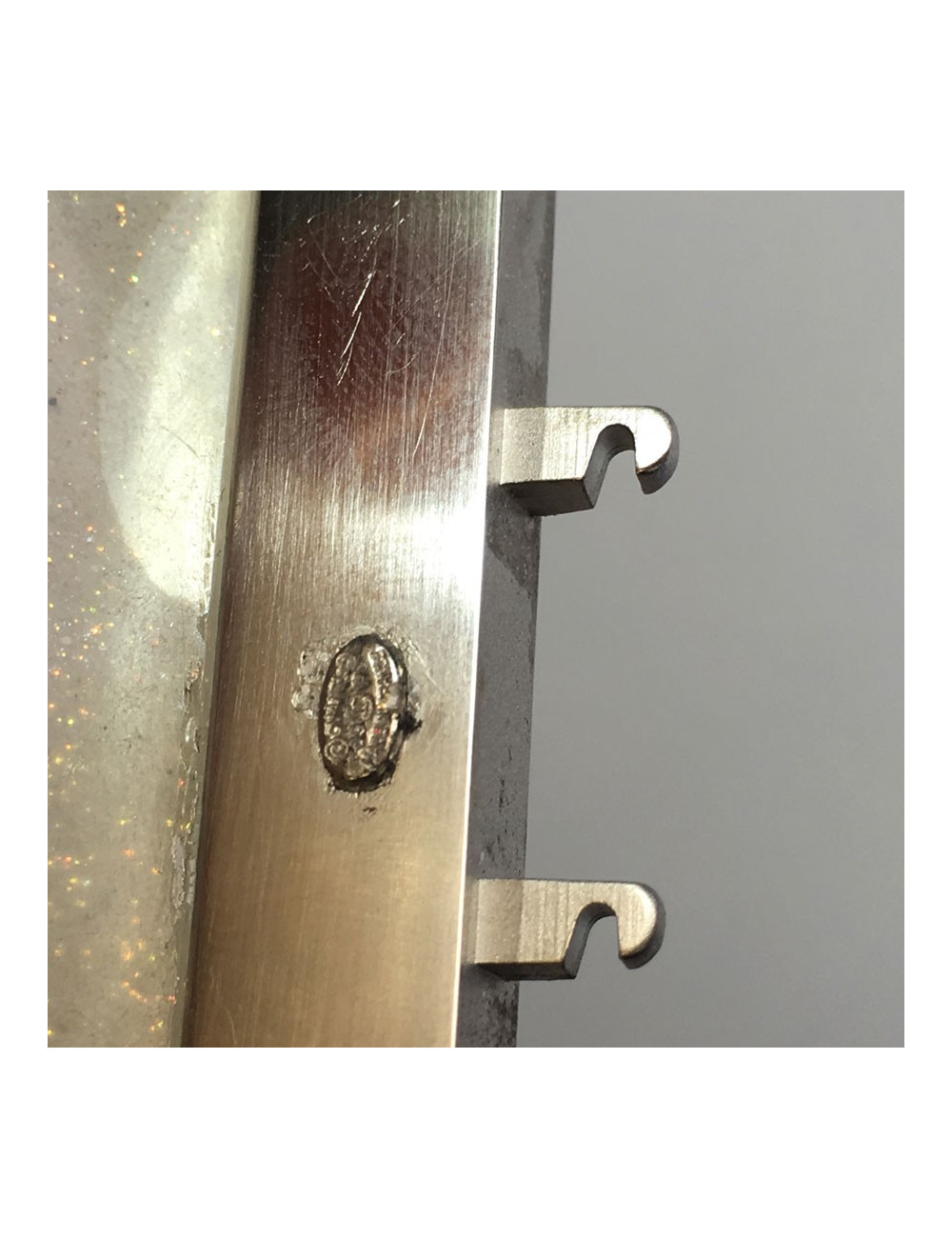 Transparent plexi glittery white and pink CHANEL cuff