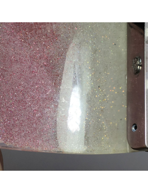 Transparent plexi glittery white and pink CHANEL cuff