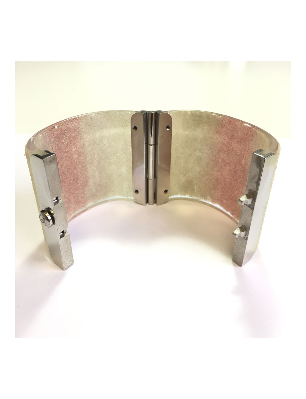 Transparent plexi glittery white and pink CHANEL cuff