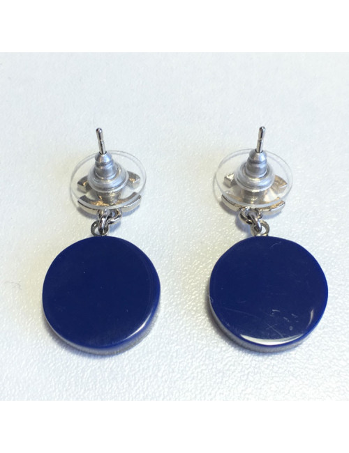 xxx Boucles d'oreille clous CHANEL en plexi bleu