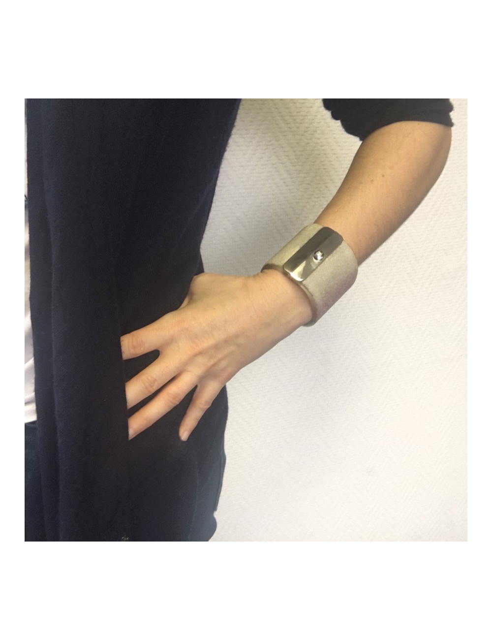 Transparent plexi glittery white and pink CHANEL cuff