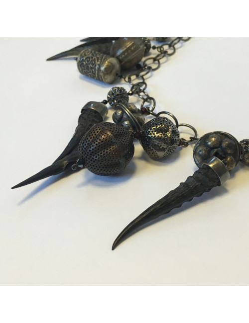 xxx Sautoir ELIE SAAB en métal argenté vieilli