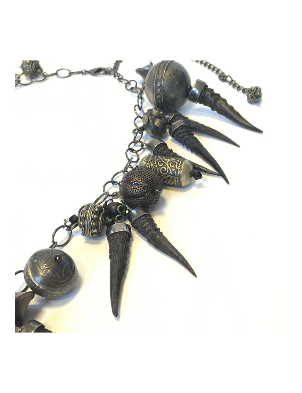 ELIE SAAB necklace old silver metal - Superb Pre-Owned Jewelry