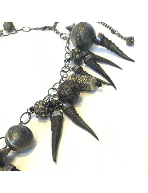 ELIE SAAB necklace old silver metal - Superb Pre-Owned Jewelry