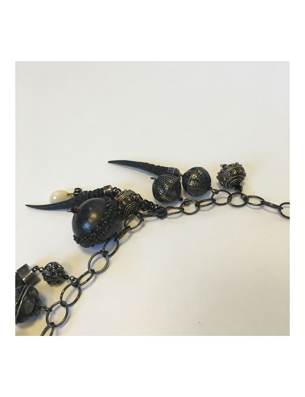 ELIE SAAB necklace old silver metal - Superb Pre-Owned Jewelry