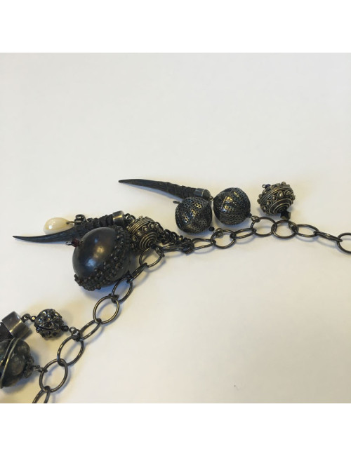 ELIE SAAB necklace old silver metal - Superb Pre-Owned Jewelry