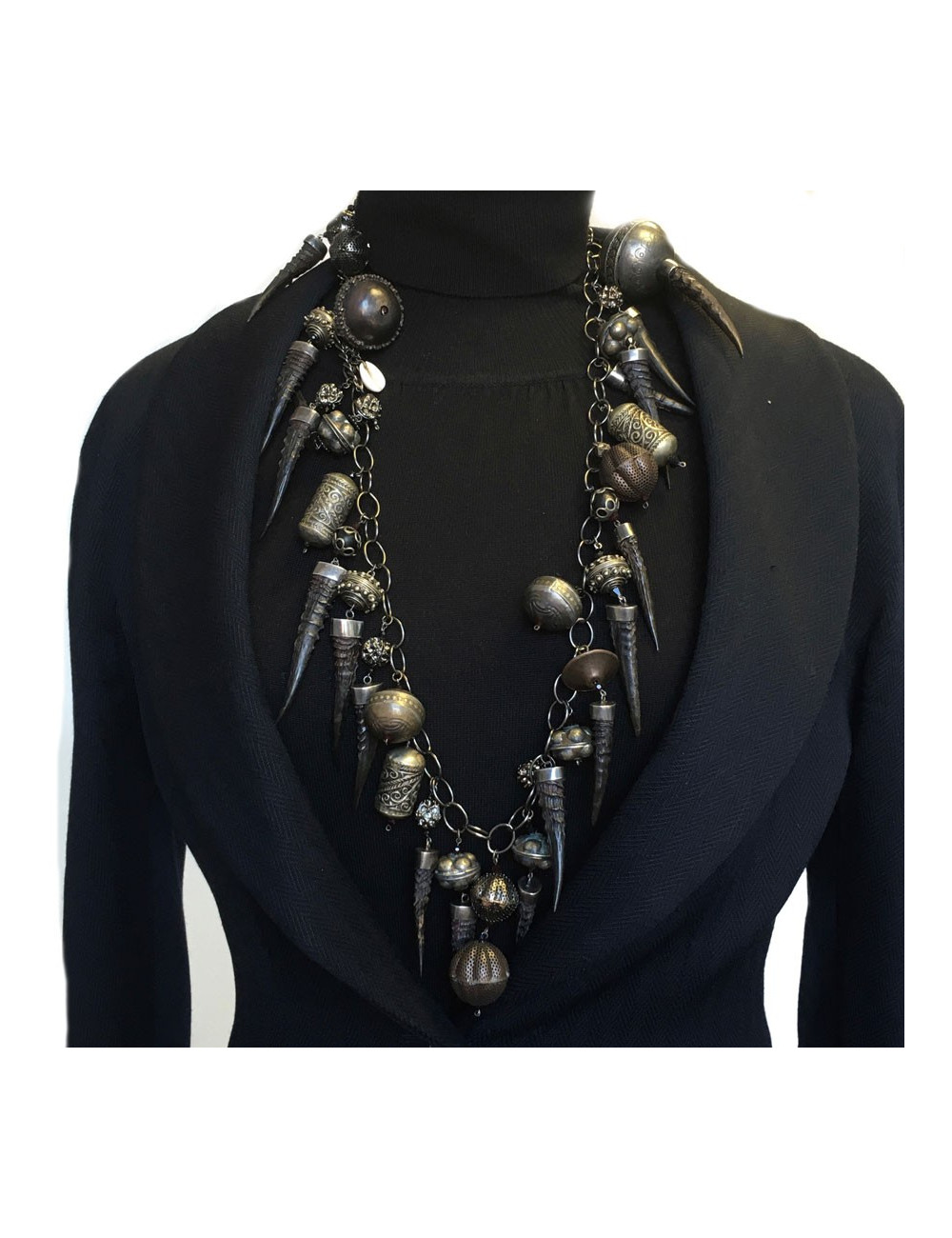 ELIE SAAB necklace old silver metal - Superb Pre-Owned Jewelry