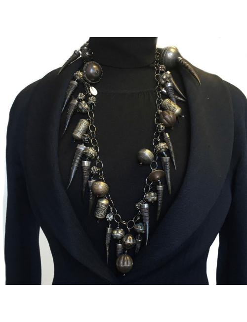 ELIE SAAB necklace old silver metal - Superb Pre-Owned Jewelry