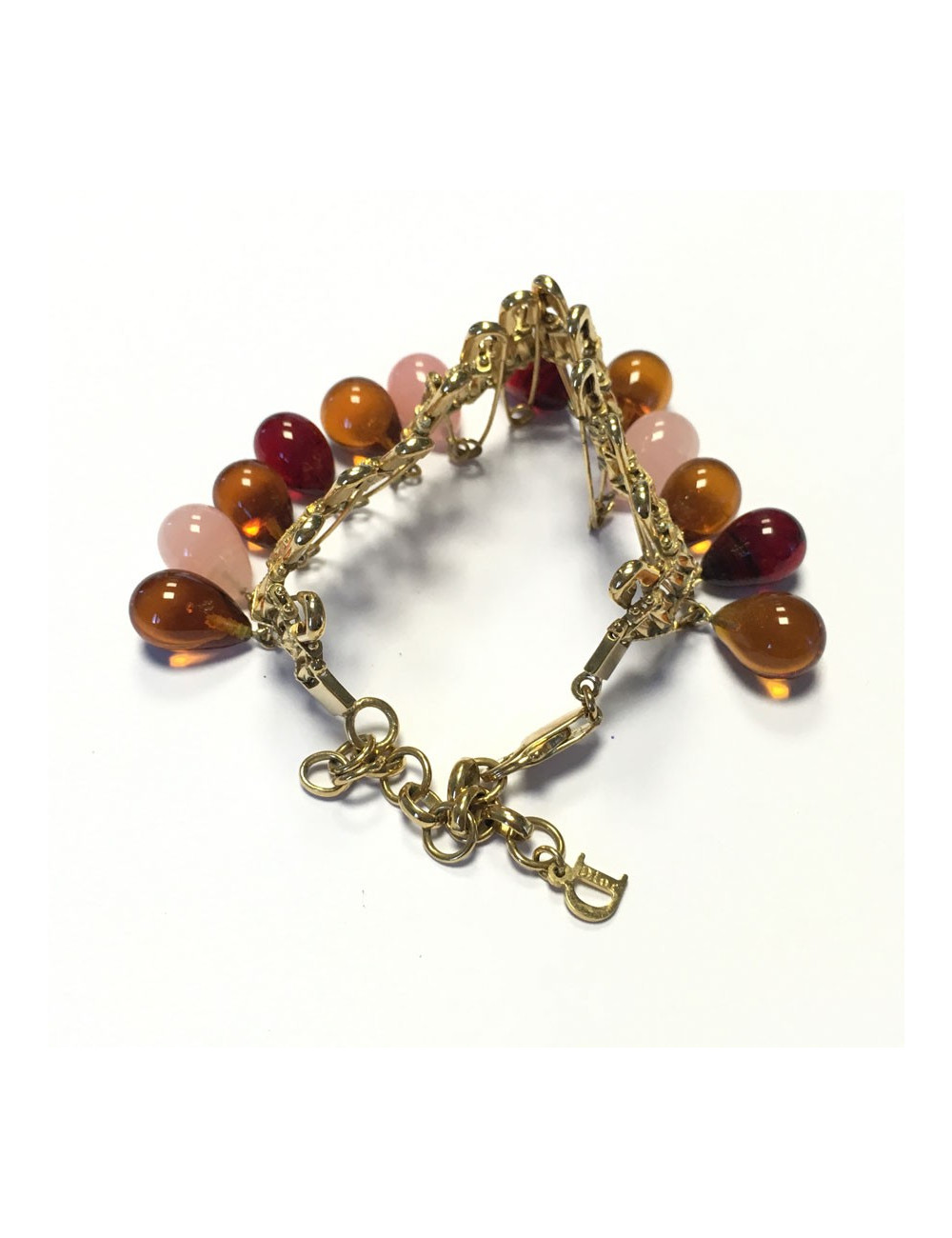 DIOR bracelet in gilded metal and beads in colored molten glass