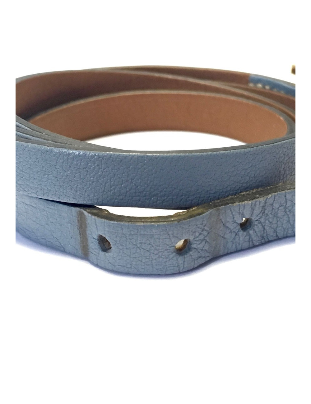 Bracelet HERMES "HAPI"  en cuir bleu