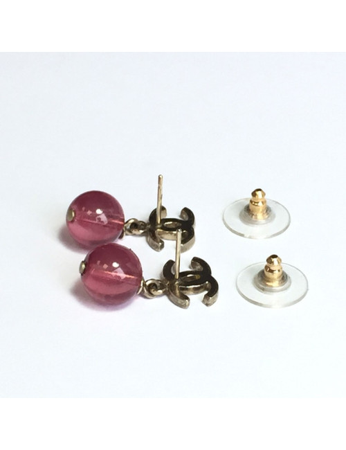 Rose nails cc CHANEL gold and Pearl Earrings