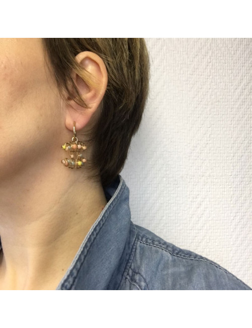 CC CHANEL Golden nails and multicolored glass earrings