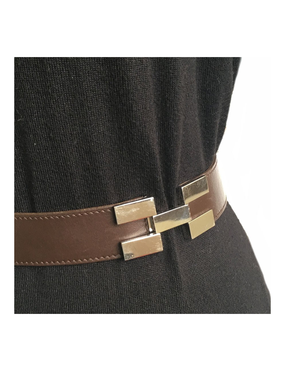 Ceinture HERMES en cuir marron T36
