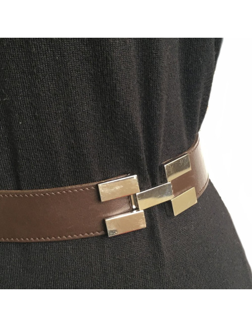 Ceinture HERMES en cuir marron T36