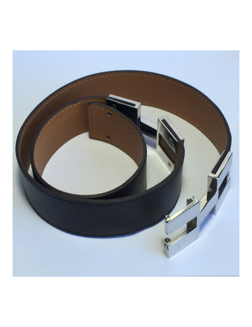 Ceinture HERMES en cuir marron T36