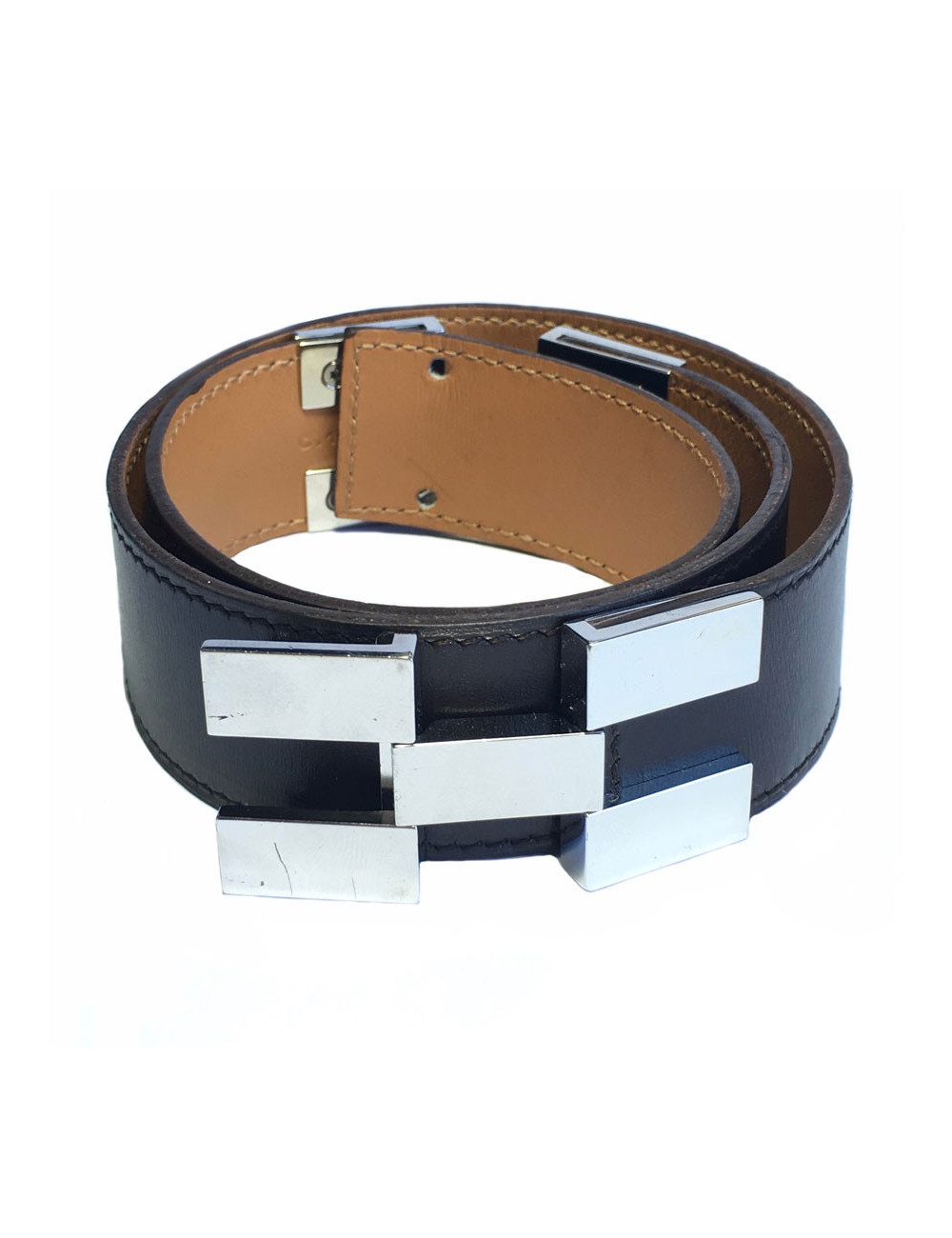 Ceinture HERMES en cuir marron T36