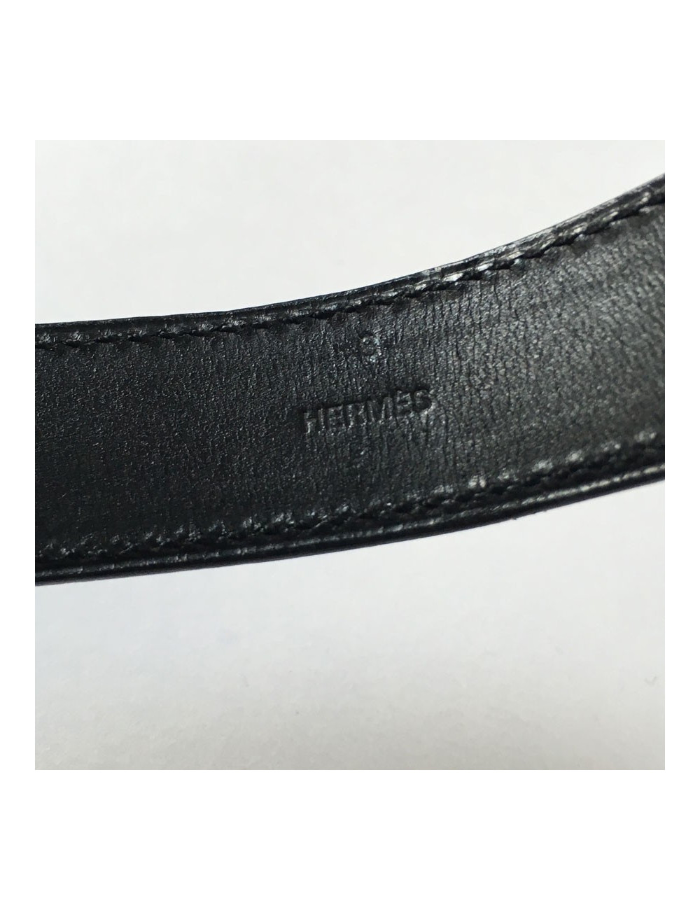 HERMES bracelet in black leather and sterling silver buckle