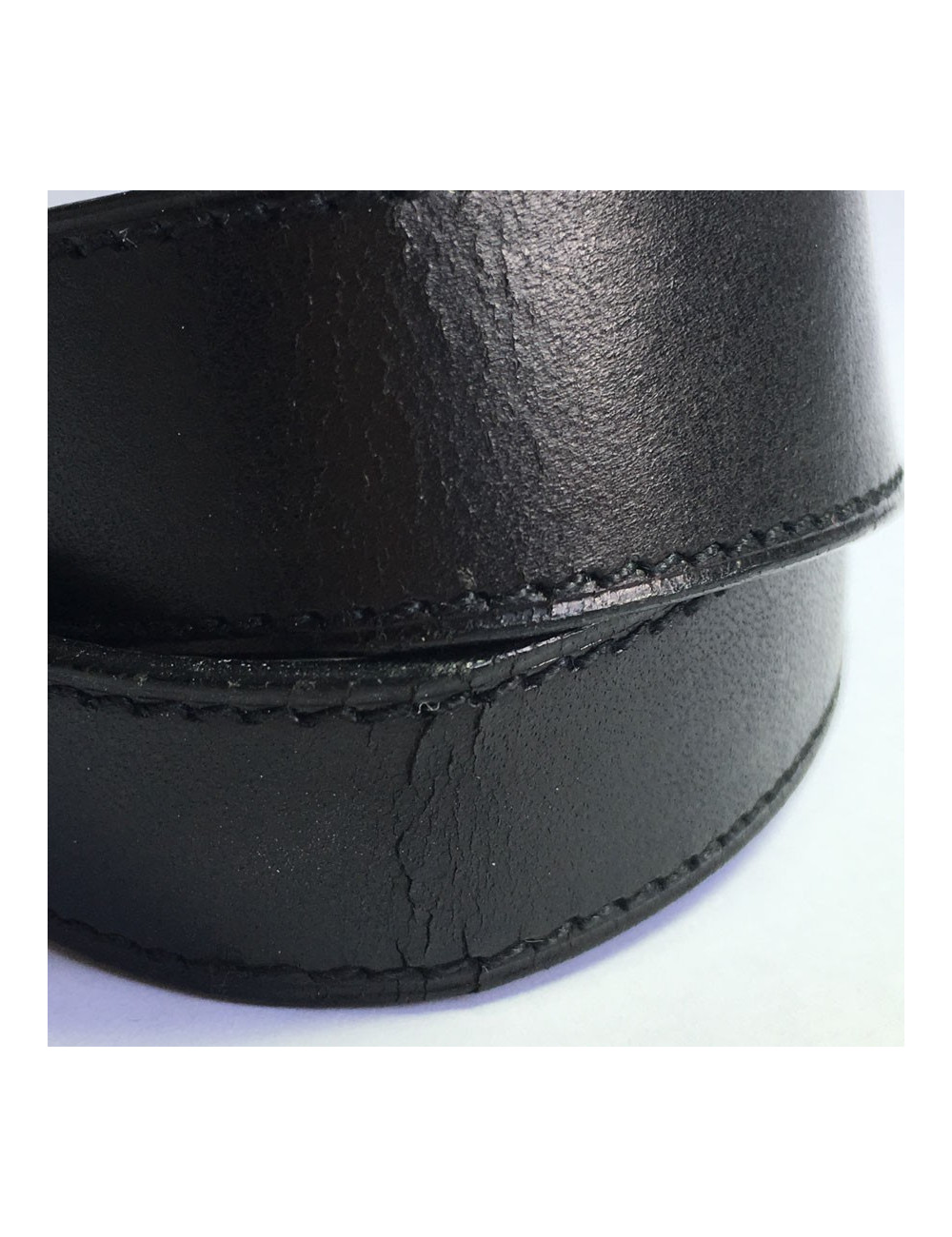 HERMES bracelet in black leather and sterling silver buckle