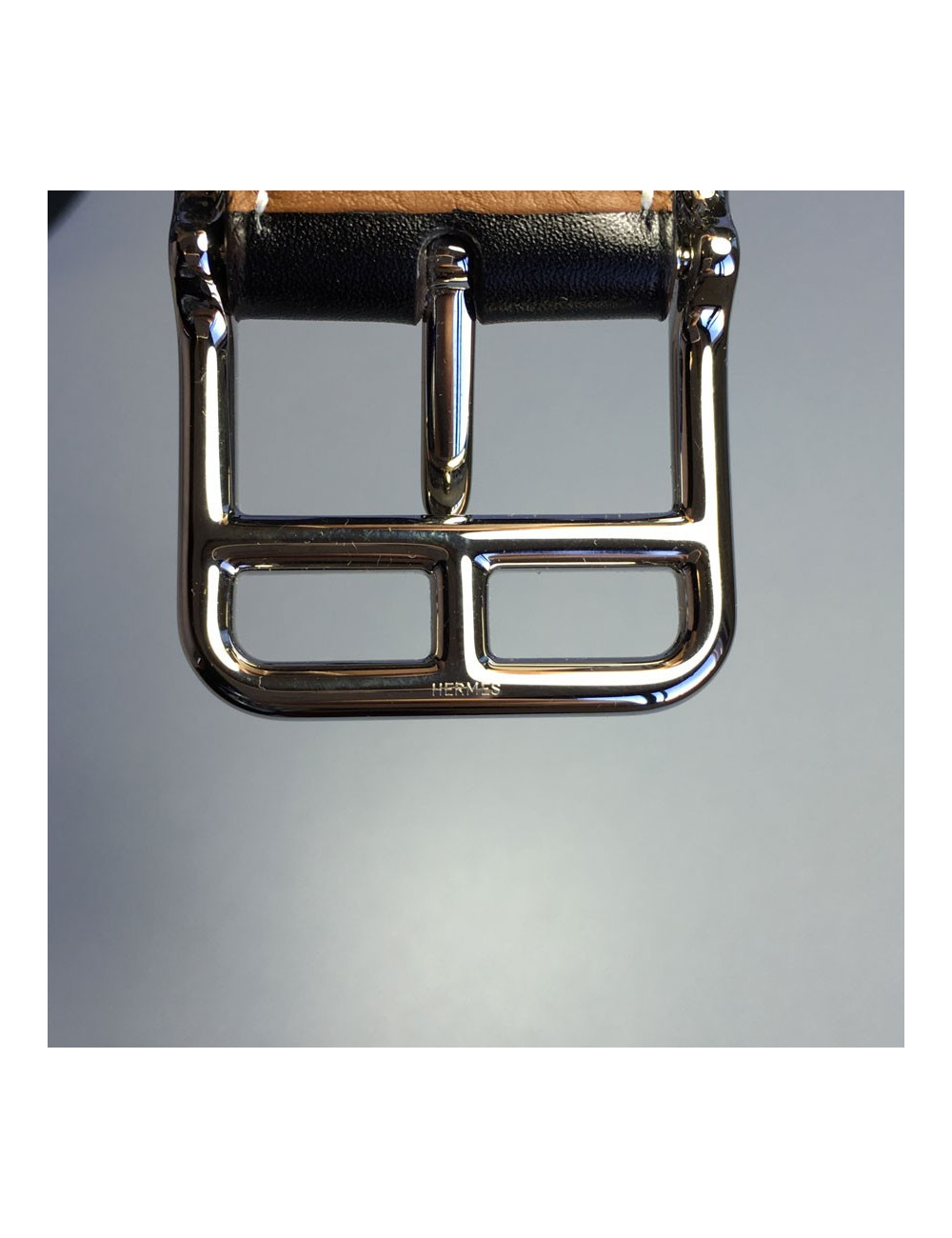 Ceinture HERMES homme en cuir noir réversible T110