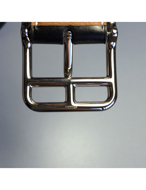 Ceinture HERMES homme en cuir noir réversible T110