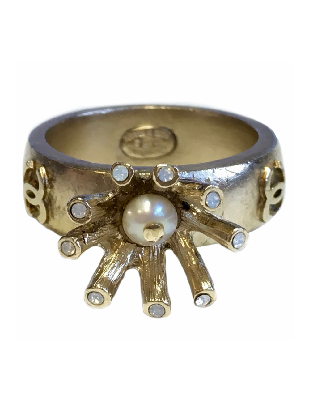 xxx Bague CHANEL en métal doré or pâle taille 51