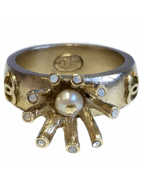 Bague CHANEL en métal doré or pâle taille 51