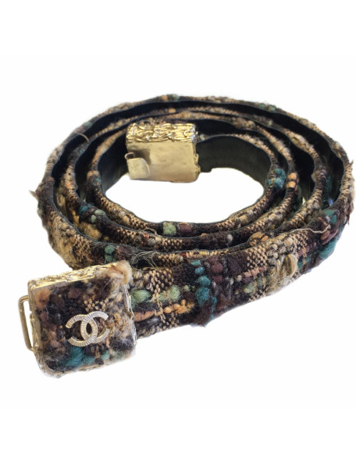 Ceinture "Paris-Edimbourg" CHANEL en tissu écossais marron
