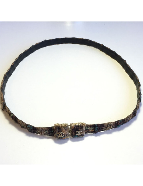 Ceinture "Paris-Edimbourg" CHANEL en tissu écossais marron