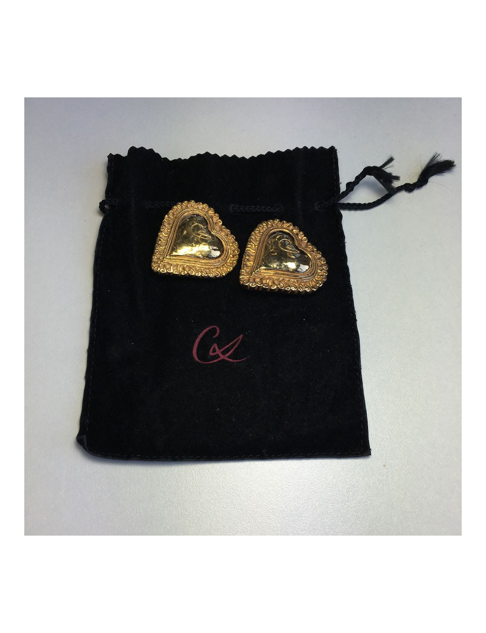 Boucles d'oreille CHRISTIAN LACROIX coeur en métal doré