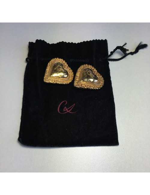Boucles d'oreille CHRISTIAN LACROIX coeur en métal doré