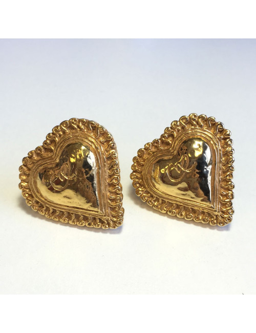 CHRISTIAN LACROIX heart clips-on earrings in gilded metal