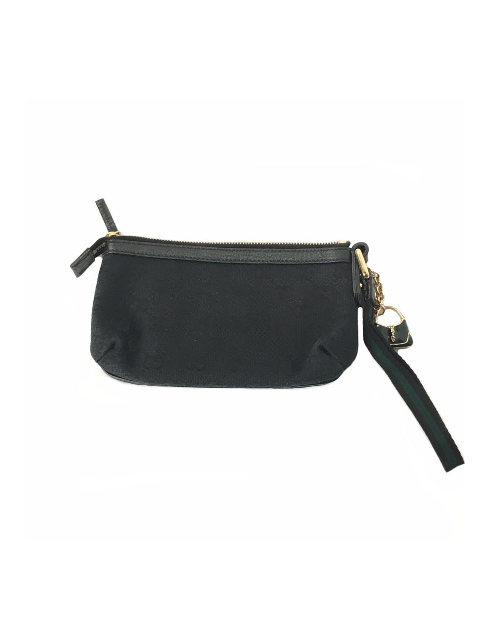 Pochette GUCCI zippée en tissu noir monogram