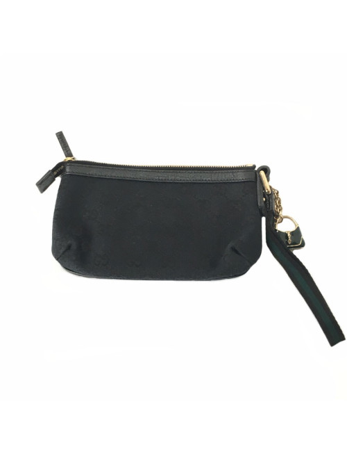 Pochette GUCCI zippée en tissu noir monogram