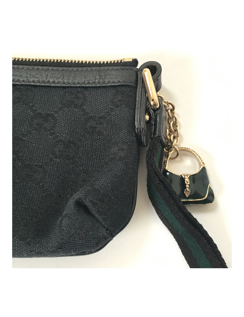 Pochette GUCCI zippée en tissu noir monogram