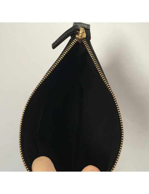 Pochette GUCCI zippée en tissu noir monogram