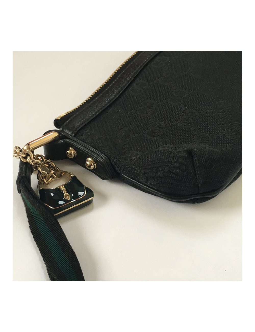 GUCCI wallet zip black monogram fabric